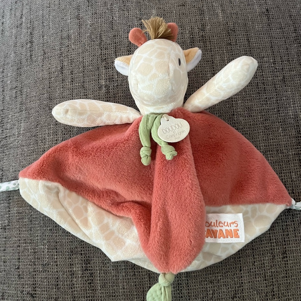 Doudou et Compagnie Paris Couleurs Savane Giraffe baby security blanket lovey